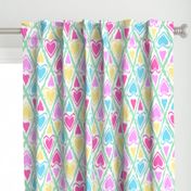 Multicolored cute pattern with abstract hearts 