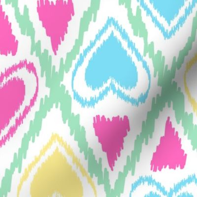 Multicolored cute pattern with abstract hearts 