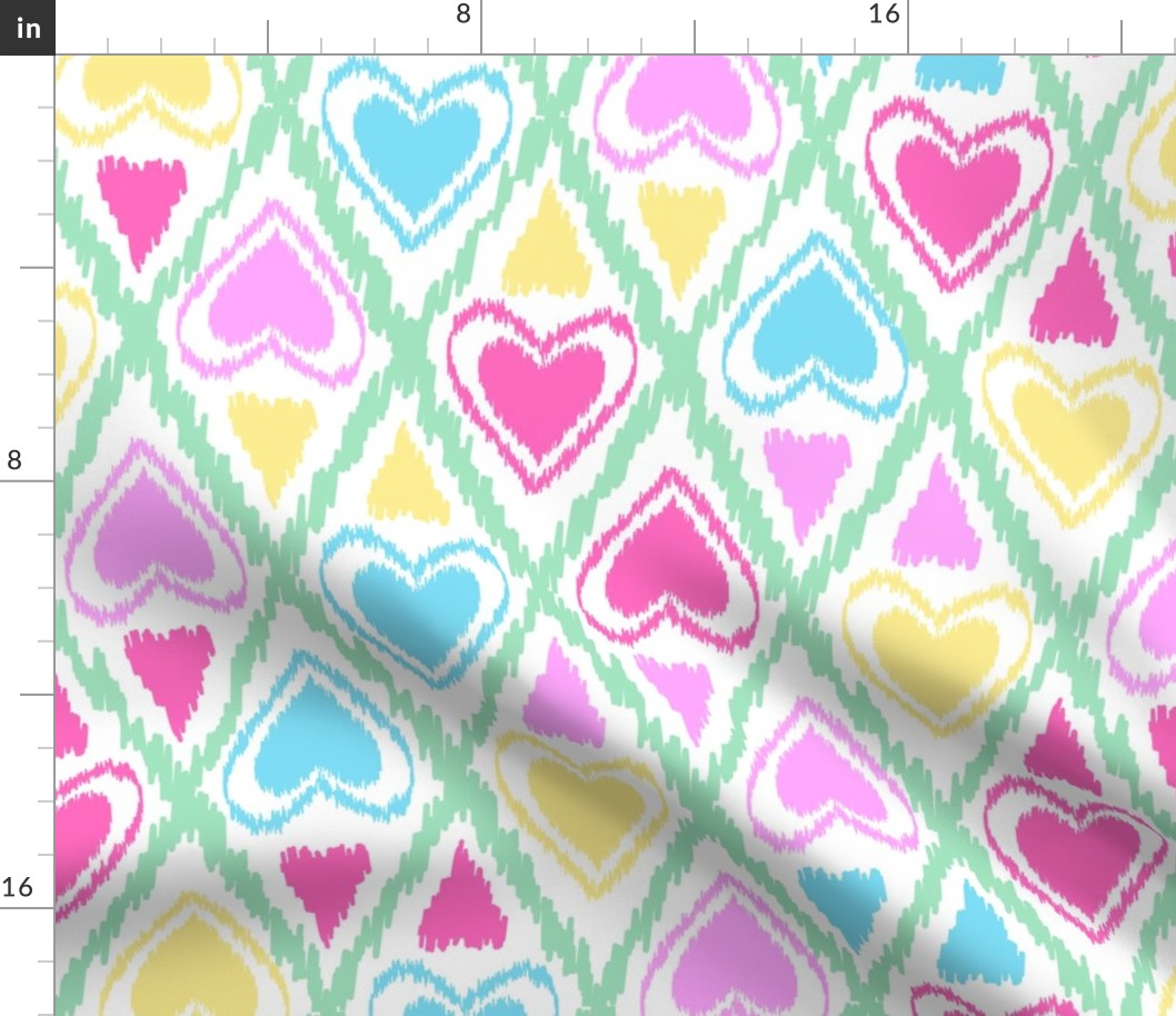 Multicolored cute pattern with abstract hearts 