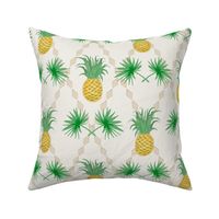 Рineapple and palm leaves pattern in watercolor effect
