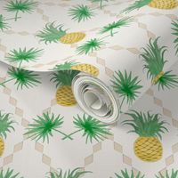 Рineapple and palm leaves pattern in watercolor effect