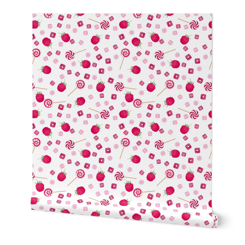 Raspberry sweets seamless pattern