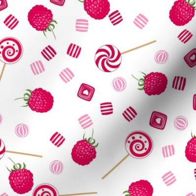 Raspberry sweets seamless pattern