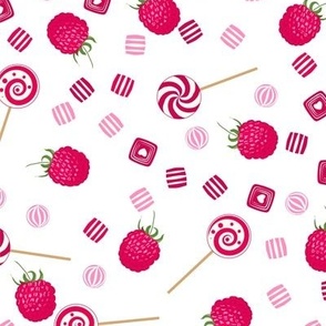 Raspberry sweets seamless pattern