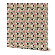 Boston Terrier hawaiian fabric - hawaiian floral fabric, dog fabric, tropical dog fabric, 