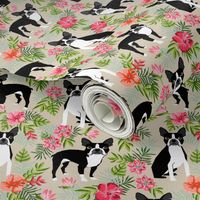 Boston Terrier hawaiian fabric - hawaiian floral fabric, dog fabric, tropical dog fabric, 