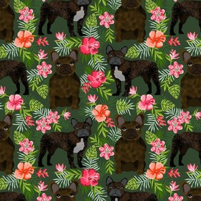French Bulldog brindle coat hawaiian florals 