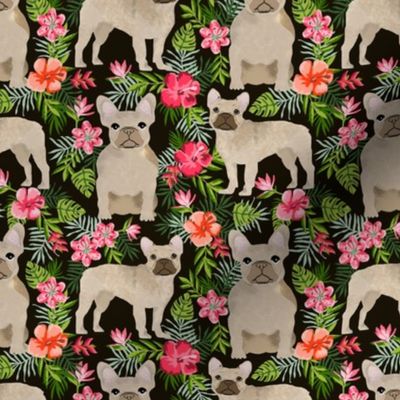 French Bulldog hawaiian floral fawn coat dog fabric