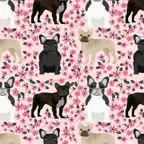 French Bulldog cherry blossom floral mixed coat dog fabric