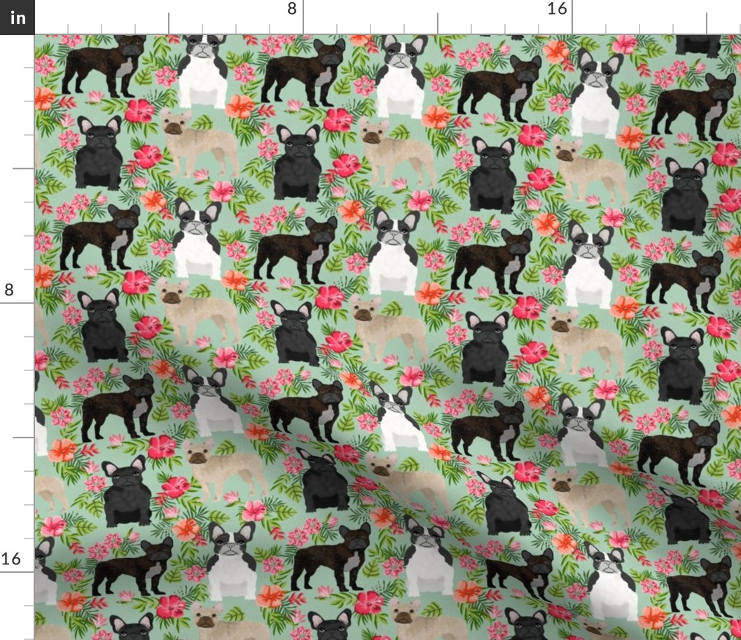 French Bulldog hawaiian floral mixed coat dog fabric