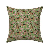 German Shepherd spring fabric cherry blossom green