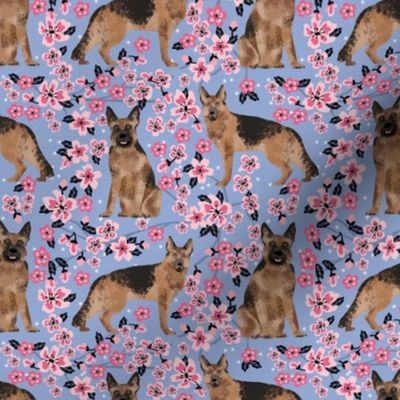 German Shepherd spring fabric cherry blossom