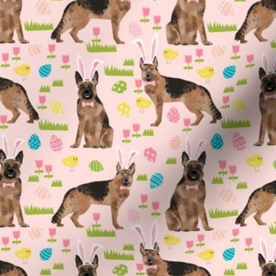 
German Shepherd easter spring fabric 
