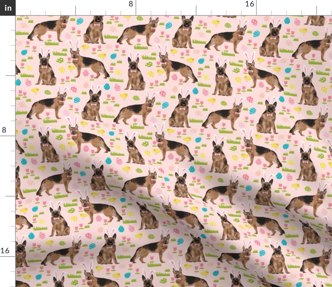 
German Shepherd easter spring fabric 
