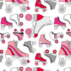 Hot pink retro roller skates illustration girls vintage icons design