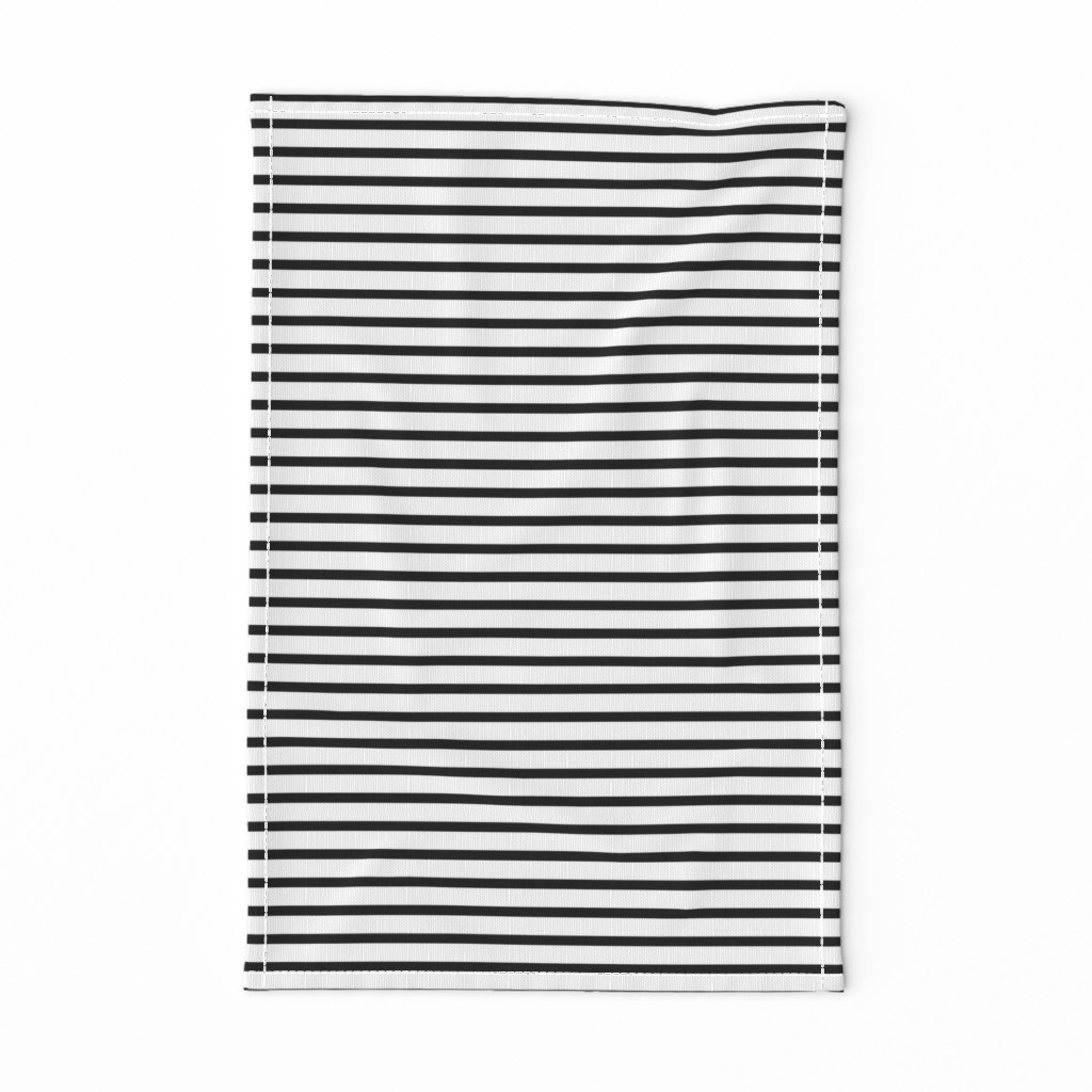 Thin Stripes 1/2 inch width Black on White Horizontal 