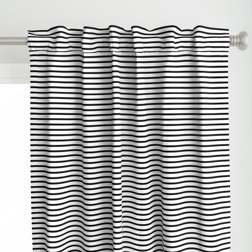 Thin Stripes 1/2 inch width Black on White Horizontal 