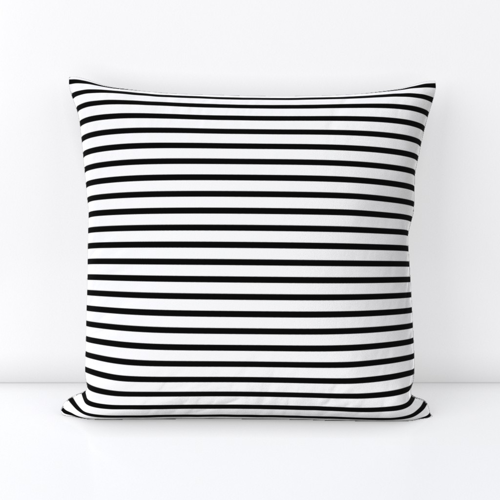 Thin Stripes 1/2 inch width Black on White Horizontal 