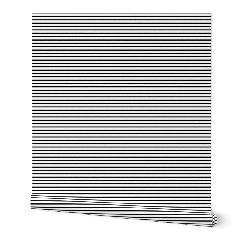 Thin Stripes 1/2 inch width Black on White Horizontal 