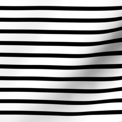 Thin Stripes 1/2 inch width Black on White Horizontal 