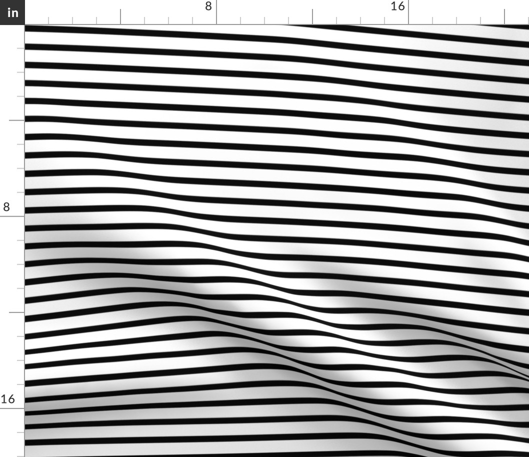 Thin Stripes 1/2 inch width Black on White Horizontal 