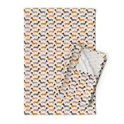 Vintage doxie sausage dogs dachshund illustration pattern gender neutral ochre gray