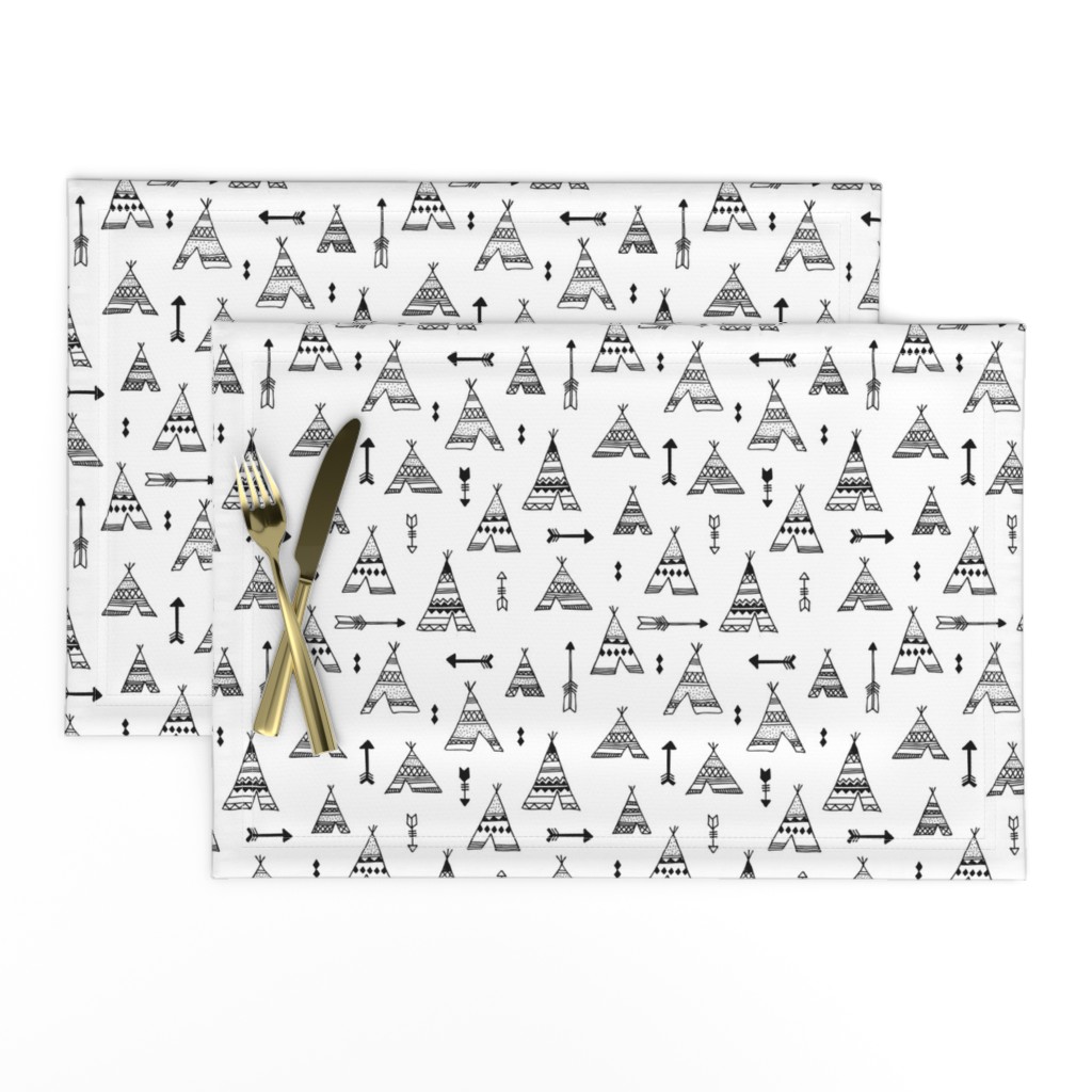 Trendy teepee and indian summer arrow illustration geometric aztec print in black and white