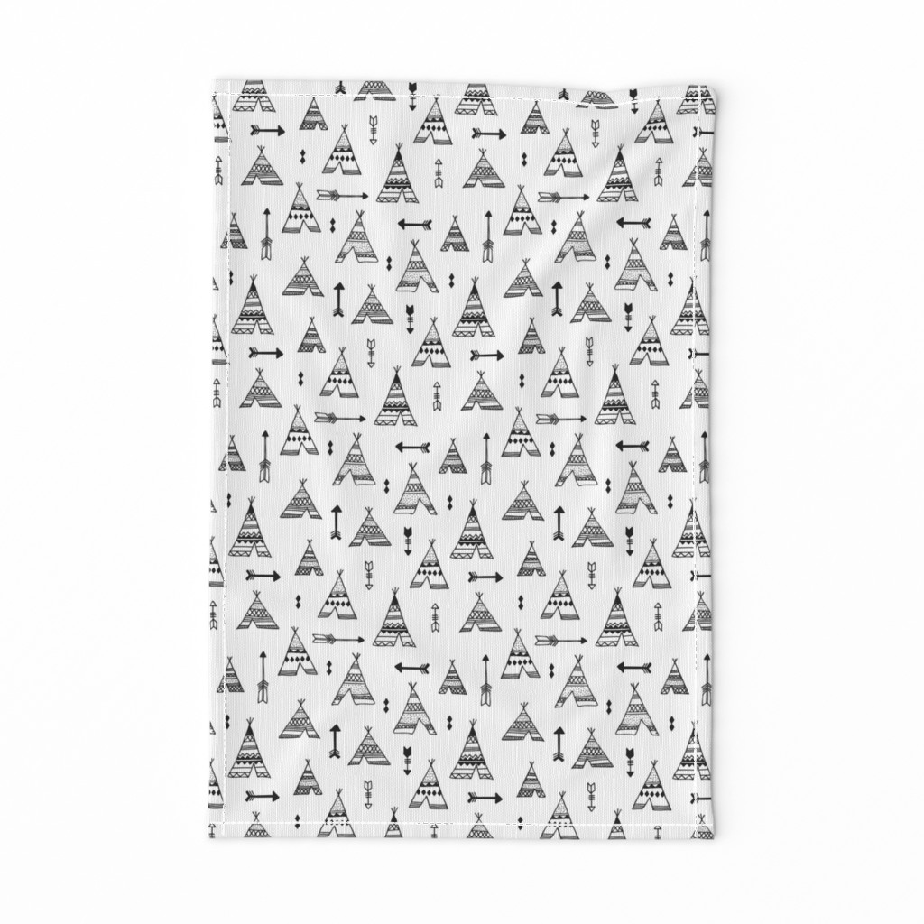Trendy teepee and indian summer arrow illustration geometric aztec print in black and white