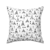 Trendy teepee and indian summer arrow illustration geometric aztec print in black and white