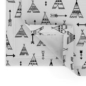 Trendy teepee and indian summer arrow illustration geometric aztec print in black and white