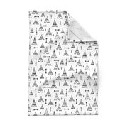 Trendy teepee and indian summer arrow illustration geometric aztec print in black and white