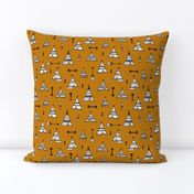 Trendy teepee and indian summer arrow illustration geometric aztec print in ochre