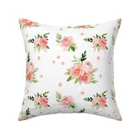 8" New York Pink Watercolor Florals // White