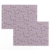 Trendy teepee and indian summer arrow illustration geometric aztec print in lilac purple