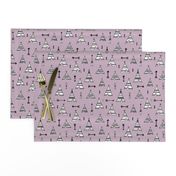 Trendy teepee and indian summer arrow illustration geometric aztec print in lilac purple