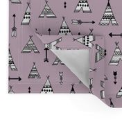 Trendy teepee and indian summer arrow illustration geometric aztec print in lilac purple