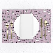 Trendy teepee and indian summer arrow illustration geometric aztec print in lilac purple