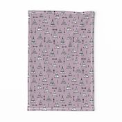 Trendy teepee and indian summer arrow illustration geometric aztec print in lilac purple