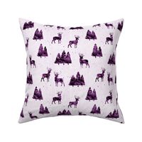 bucks on purple || watercolor woodland fabric