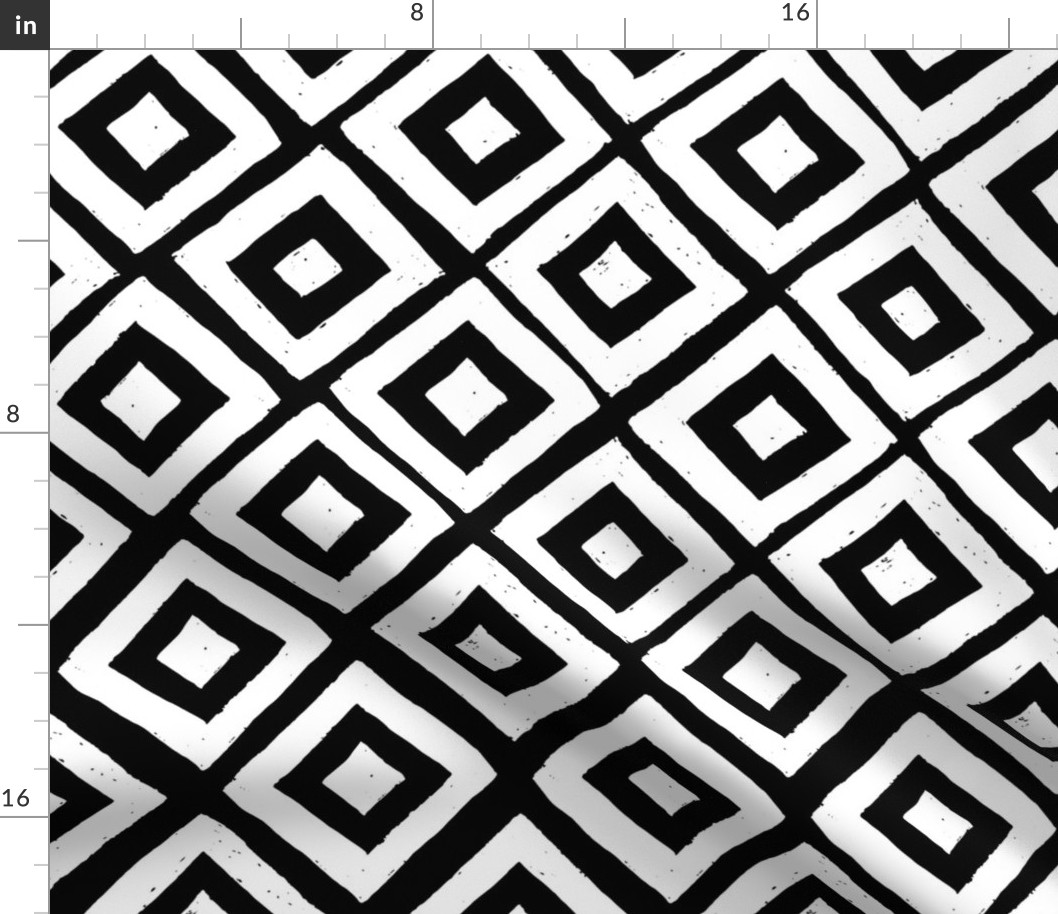 Tribal Geometric Diamonds Large (Black and White)