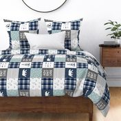 Adventure Patchwork Fabric  (90)  || navy grey dusty blue - bear