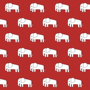 elephant fabric // red elephants fabric nursery baby fabric