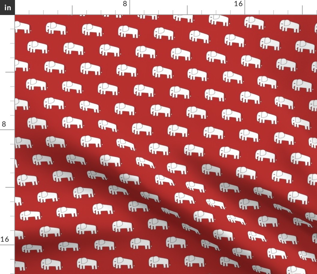 elephant fabric // red elephants fabric nursery baby fabric