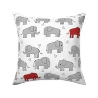 elephants //  grey and red elephant fabric nursery fabric red and grey mascot