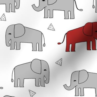 elephants //  grey and red elephant fabric nursery fabric red and grey mascot
