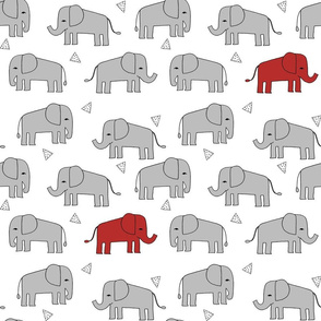 elephants //  grey and red elephant fabric nursery fabric red and grey mascot