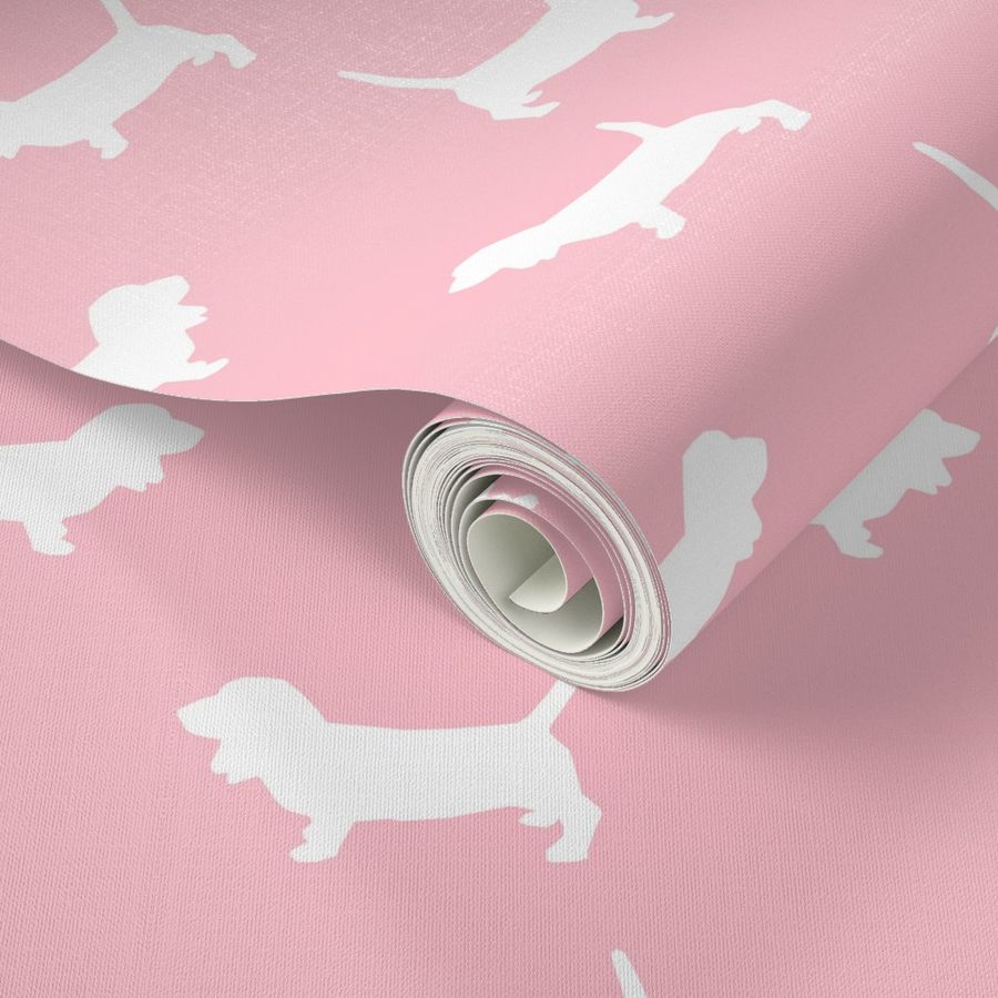 Basset Hound silhouette fabric blossom