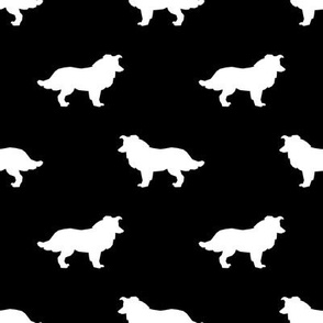 Border Collie silhouette fabric black