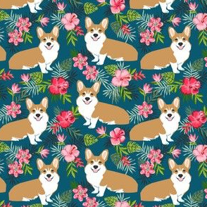 corgi hawaiian summer fabric corgi dog design
