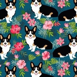 corgi hawaiian summer fabric corgi dog design mint tricolored corgi